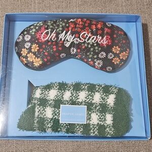 Draper James Eye Mask Eden and Socks Set Gingham/Clustere Flower